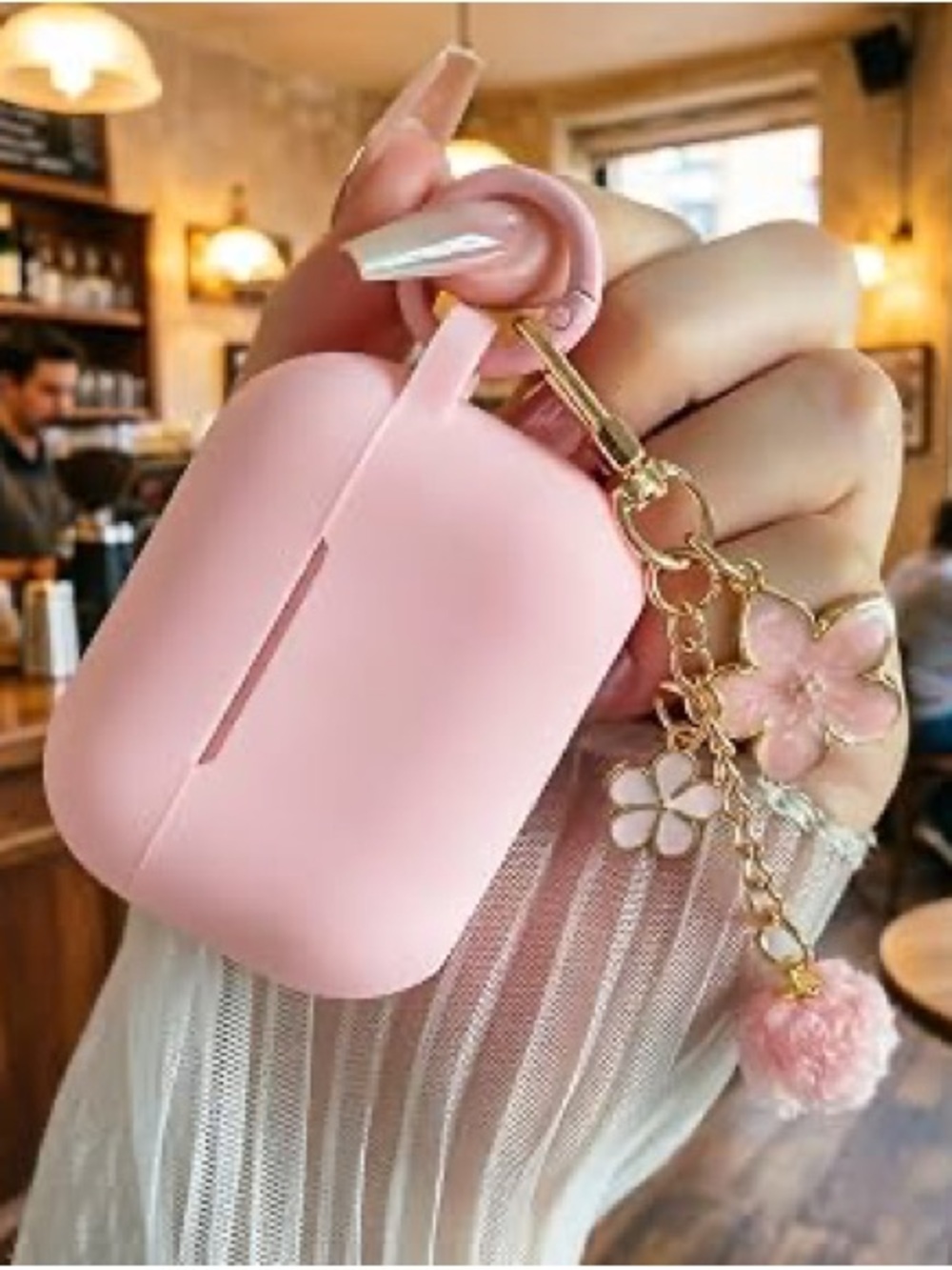 Pink Floral Charm AirPods Pro 3 Case Keychain